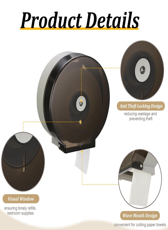 Layhit حامل ورق تواليت جداري من لاي هيت، عبوة واحدة، موزع مناشف ورقية، موزع مناديل بلاستيكي تجاري جامبو 9 بوصة مع قفل جداري بمفتاح للحمامات والمكاتب والمطاعم - Image 4